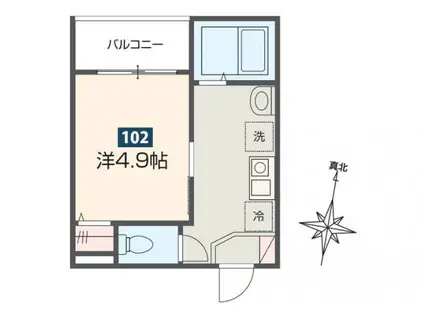 MELDIA西川口II(1K/1階)の間取り写真