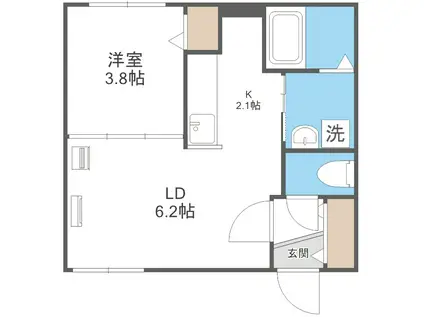 ENCORE南郷13(1LDK/4階)の間取り写真