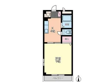 すとりーむ浜尻B(1K/1階)の間取り写真