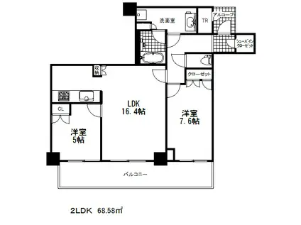 ザ・パークハウス神戸ハーバーランドタワー(2LDK/6階)の間取り写真