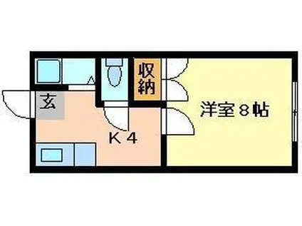 ヴェルドミールA(1K/2階)の間取り写真