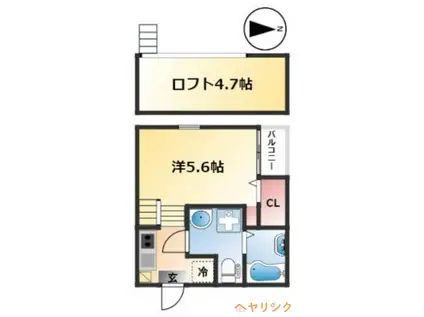 ハーモニーテラス志賀町VI(1K/1階)の間取り写真