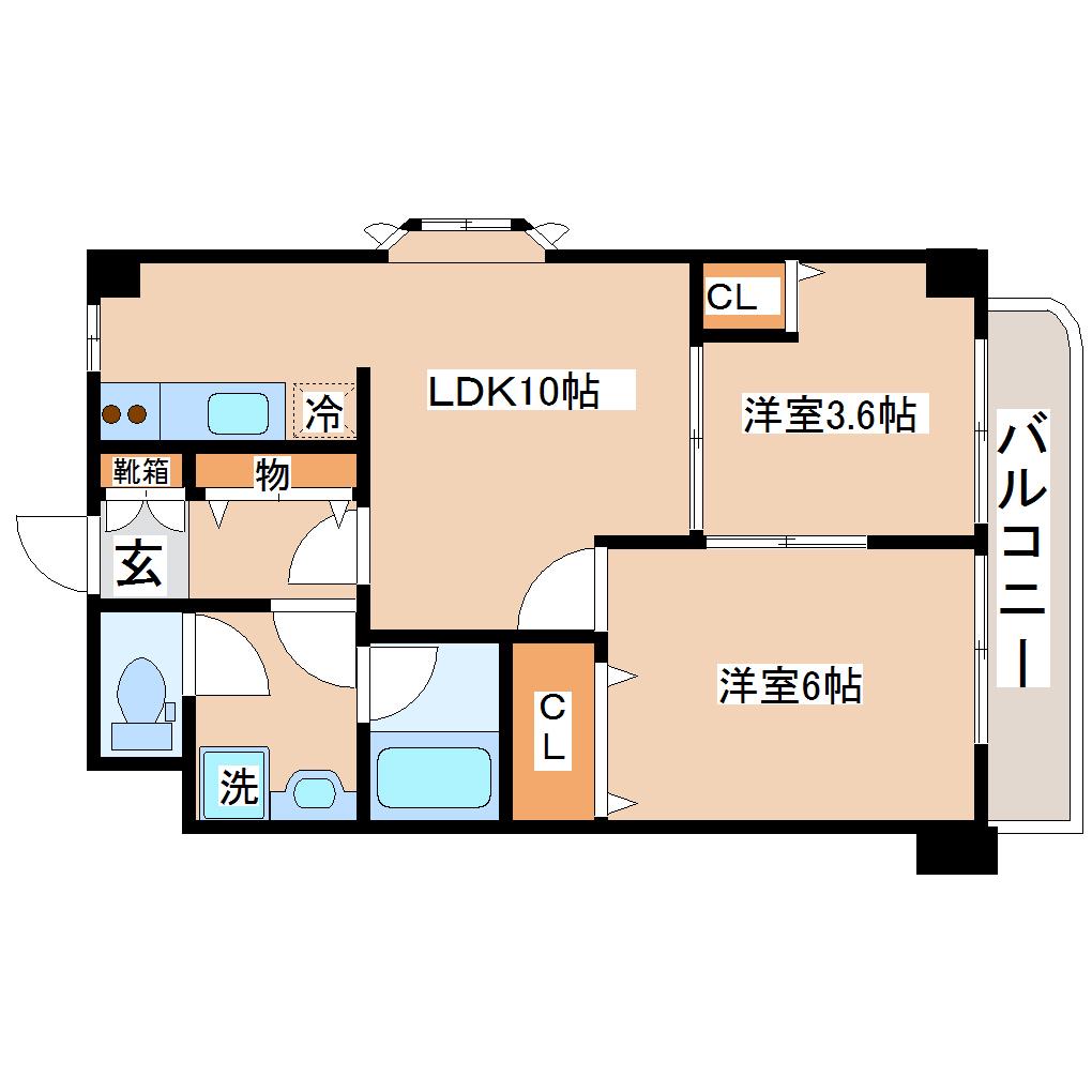 ミキマンション(2LDK/1階)の間取り写真