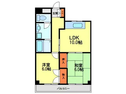 サンローゼうねの(2LDK/4階)の間取り写真