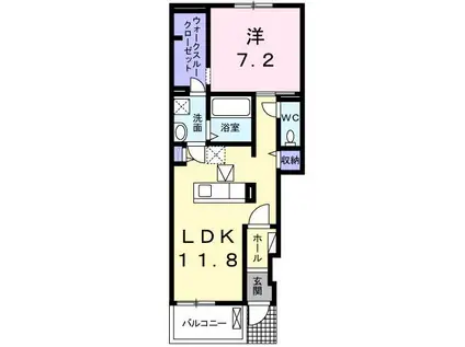 クレアージュ III(1LDK/1階)の間取り写真