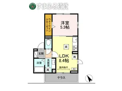 ENISHI(1LDK/1階)の間取り写真