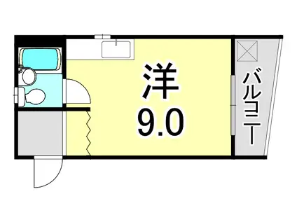 中浜ビル(ワンルーム/3階)の間取り写真