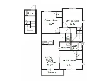 ラヴィーヌ(3LDK/2階)の間取り写真