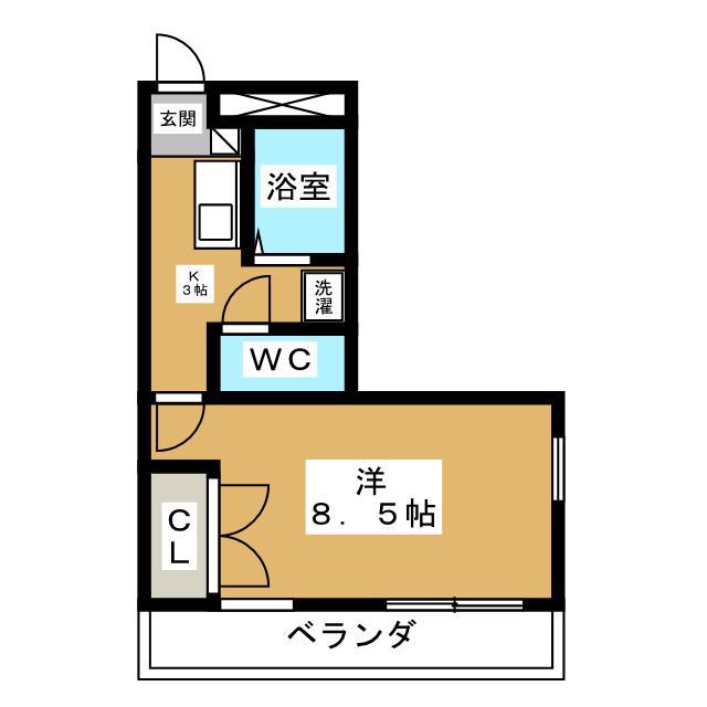 レジデンス北町(1K/2階)の間取り写真