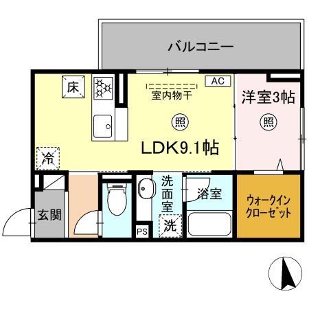 D-ROOM西町(1LDK/2階)の間取り写真