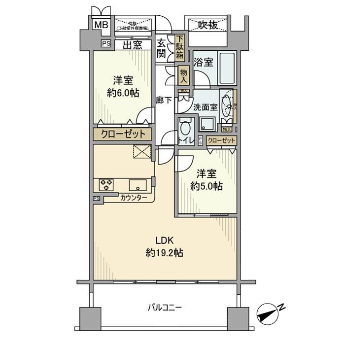ベイサイドステージ東京(2LDK/3階)の間取り写真