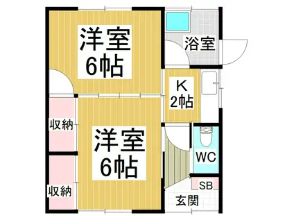 手塚アパートB(2K/1階)の間取り写真