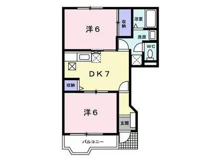 コスモスA(2DK/1階)の間取り写真
