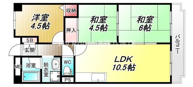 ハイグレード志紀(3LDK/6階)の間取り写真