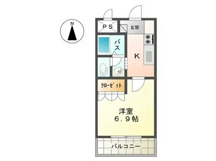 ユニテ@中原(1K/2階)の間取り写真