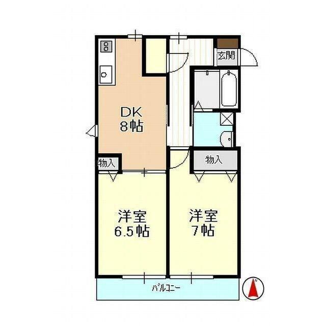 アンセリアA(2DK/1階)の間取り写真