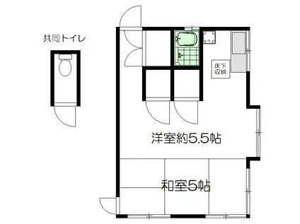 まりも荘(ワンルーム/1階)の間取り写真