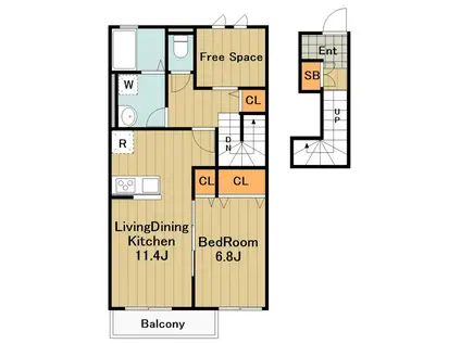 クレールYUZU(1SLDK/2階)の間取り写真