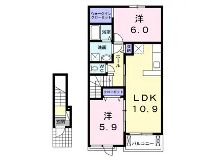 マンダリン ダック(2LDK/2階)の間取り写真