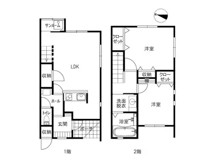 ユングフラウ(2LDK/1階)の間取り写真