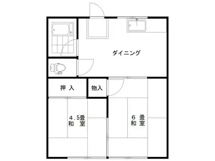 西町ハイツ(2DK/1階)の間取り写真