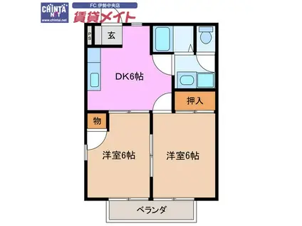 シャルマンM(2DK/1階)の間取り写真