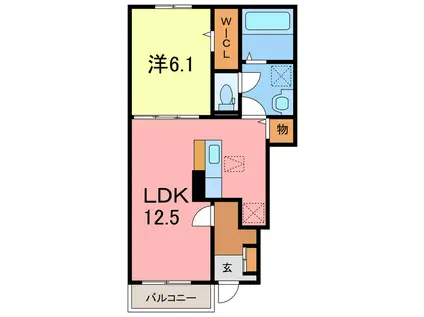 エスポワール中園(1LDK/1階)の間取り写真