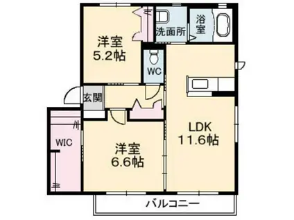 プランタンA(2LDK/2階)の間取り写真