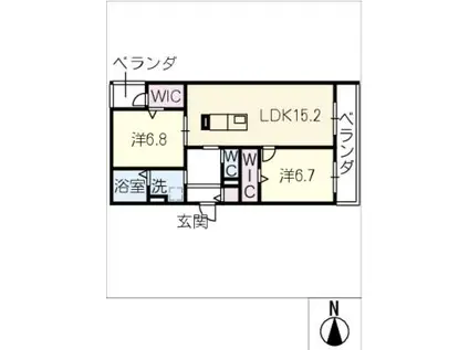 HARMONIOUS福江(2LDK/3階)の間取り写真