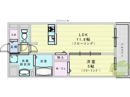 ホープハウス3(1LDK/4階)の間取り写真