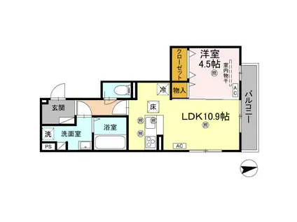 セレノアールB(1LDK/1階)の間取り写真