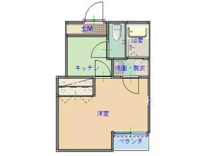 クレフラスト太子堂II(1K/2階)の間取り写真