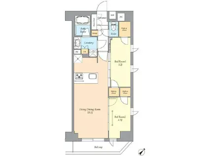 AIFLAT渋谷西原(2LDK/3階)の間取り写真