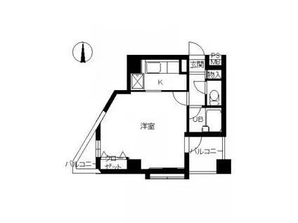 スカイコート高田馬場第2(1K/4階)の間取り写真