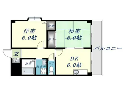 ハイマート新喜多(2DK/5階)の間取り写真