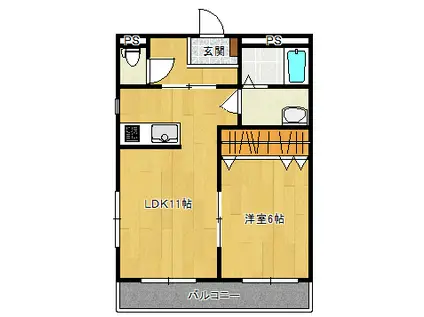 MSマンションB(1LDK/1階)の間取り写真