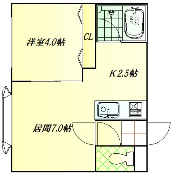 PRE.CATELAN(1DK/2階)の間取り写真