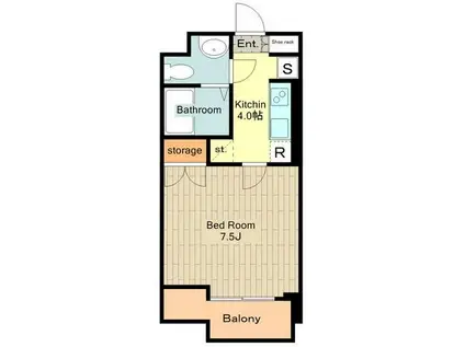 ベルファース立川(1K/8階)の間取り写真