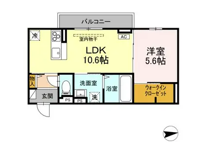 RESUA向中野 C棟(1LDK/2階)の間取り写真