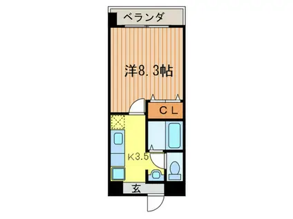 ハウスセゾン四条通(1K/9階)の間取り写真