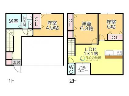 T-REGNO LA LUCE III(3LDK/1階)の間取り写真