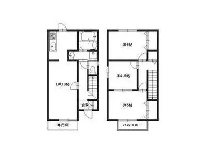 セジュール高浜(3LDK/1階)の間取り写真
