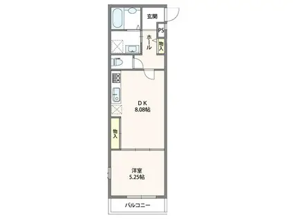 SKIIビル(1DK/3階)の間取り写真