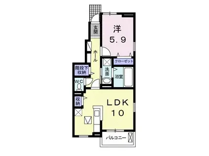 ミライノオト(1LDK/1階)の間取り写真