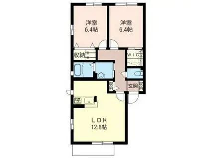 アイランドA(2LDK/1階)の間取り写真