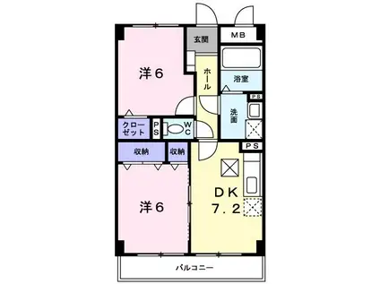 シルクコート(2DK/3階)の間取り写真