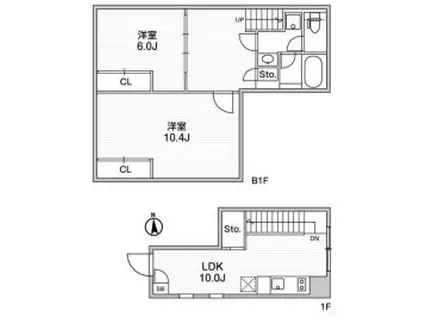 FLUFFY自由が丘(2LDK/1階)の間取り写真