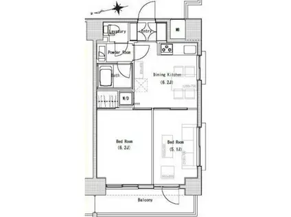 ソサエティ蔵前(2DK/2階)の間取り写真