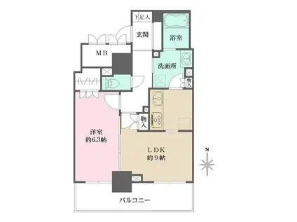 ローレルタワー尼崎(1LDK/5階)の間取り写真