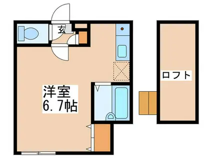 ロッシェル北里II号棟(ワンルーム/2階)の間取り写真